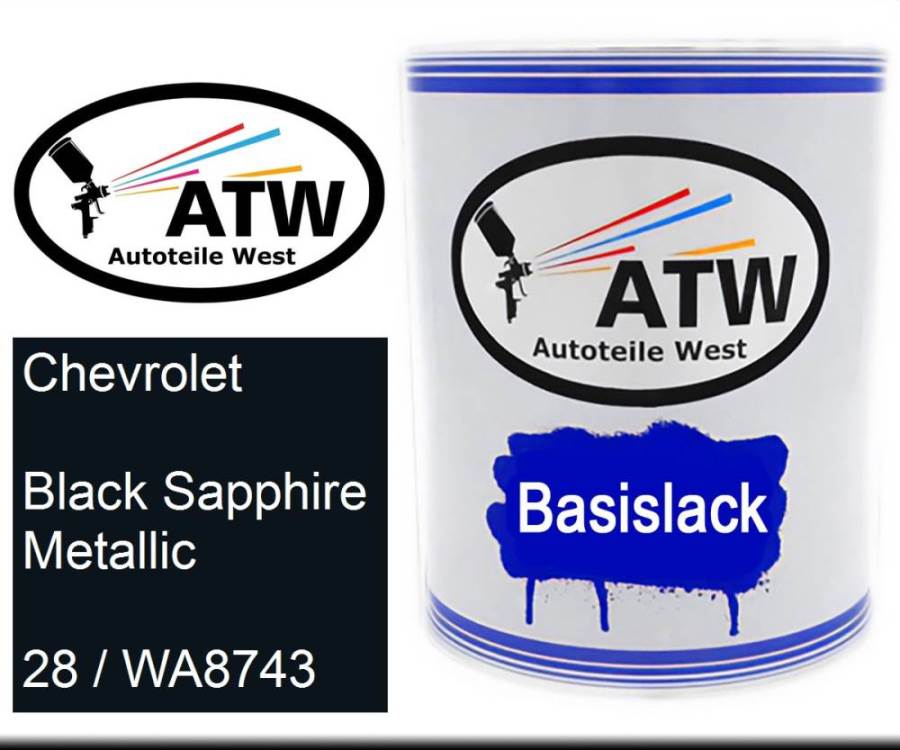 Chevrolet, Black Sapphire Metallic, 28 / WA8743: 1L Lackdose, von ATW Autoteile West.